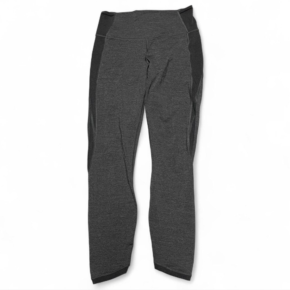 Lululemon Hit It Crop Luxtreme Size 8 Leggings Mesh Side Heathered Black - Picture 2 of 11